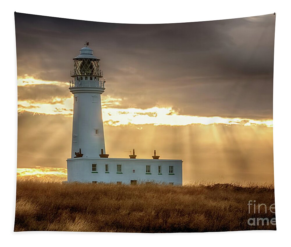 Cliffs Tapestry featuring the photograph Flamborough Lighthouse #1 by Mariusz Talarek