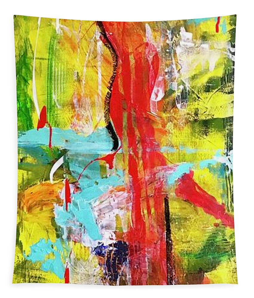 Abstract Tapestry featuring the painting Flamenco by Laura Jaffe