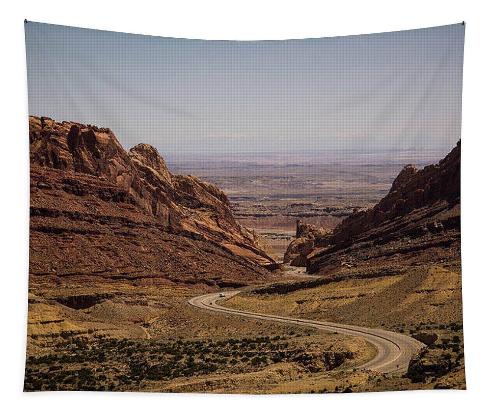 Road Tapestry featuring the photograph Follow Me #1 by Alex Lapidus