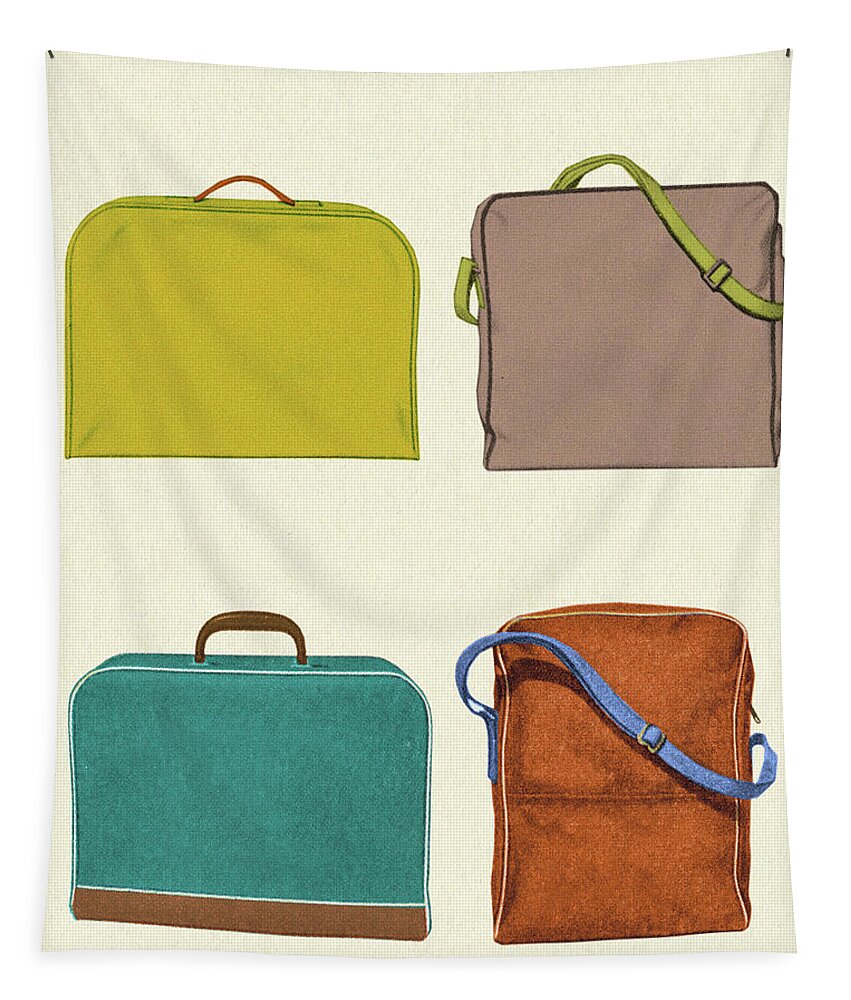 Accessories Tapestry featuring the drawing Four Various Tote Bags #1 by CSA Images