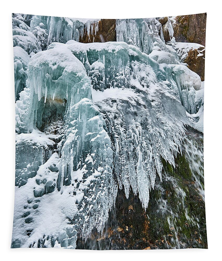 Winter Tapestry featuring the photograph Frozen waterfall in the winter #1 by Ragnar Lothbrok
