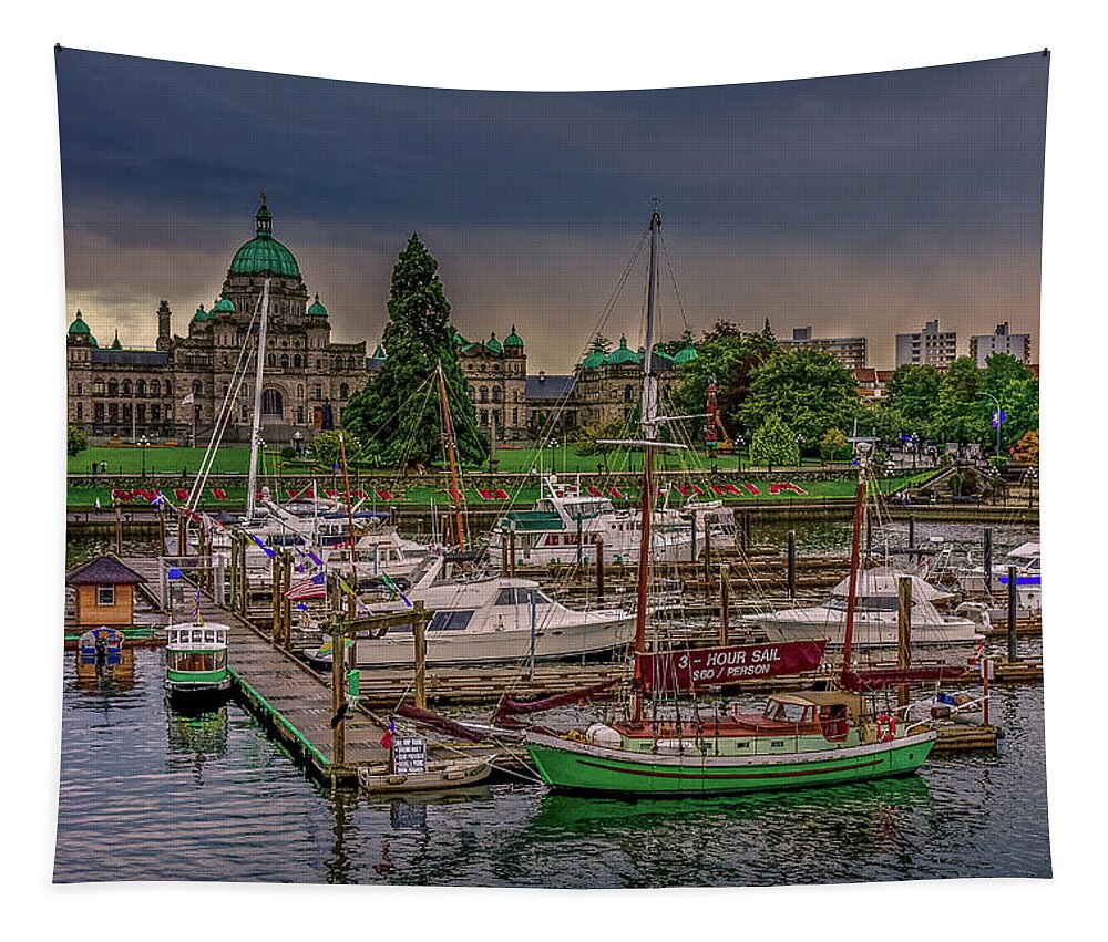 Harbor Tapestry featuring the photograph Harbor and Parliament Building #1 by Darryl Brooks