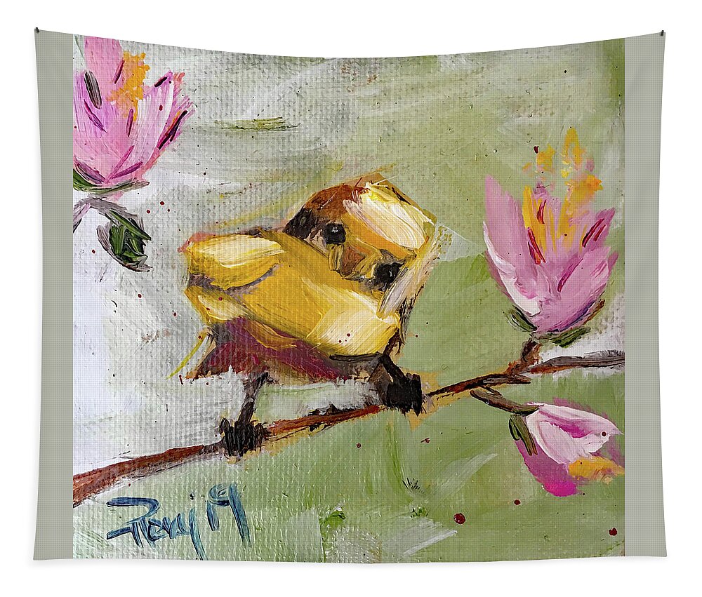 Bird Tapestry featuring the painting Hey Cutie by Roxy Rich