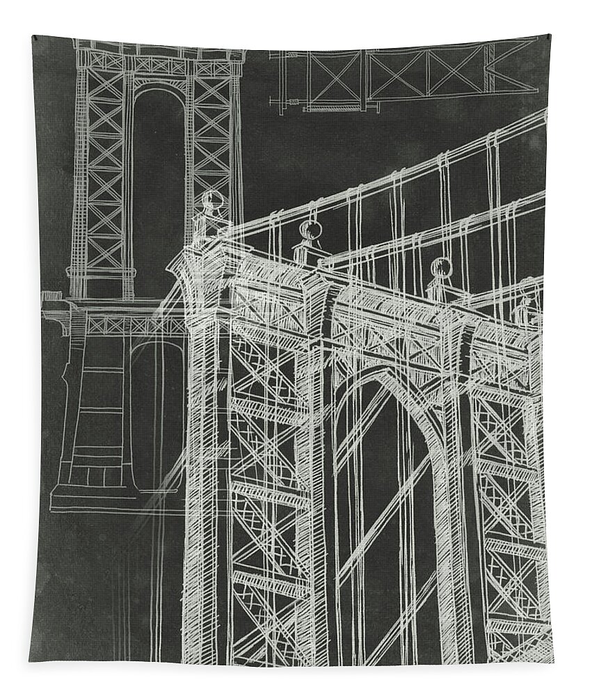 Architecture Tapestry featuring the painting Iconic Blueprint I #1 by Ethan Harper