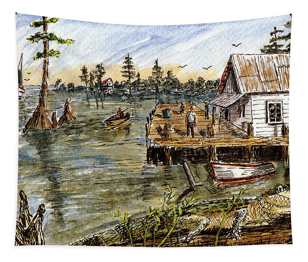 Swamp Tapestry featuring the painting In The Swamp #1 by Barry Jones