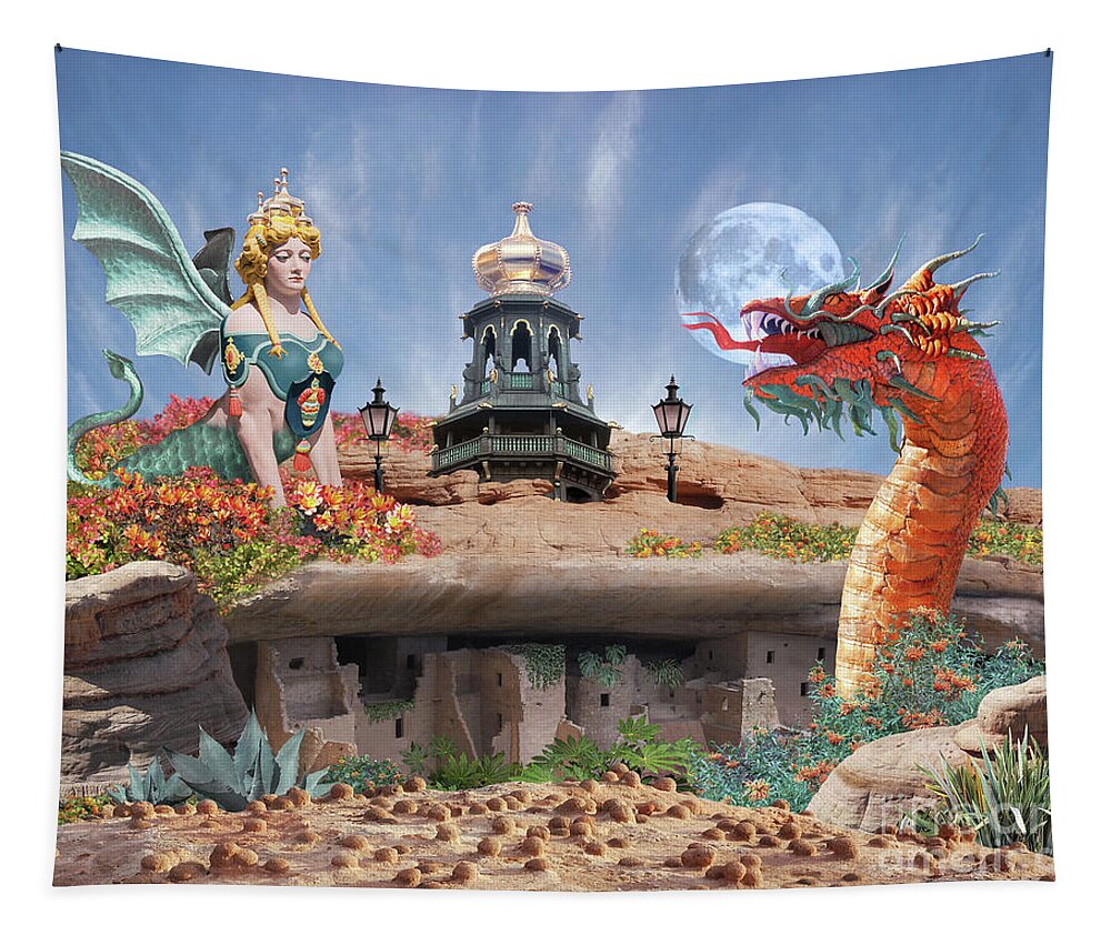 Dragon Tapestry featuring the digital art It's Complicated by Lucy Arnold