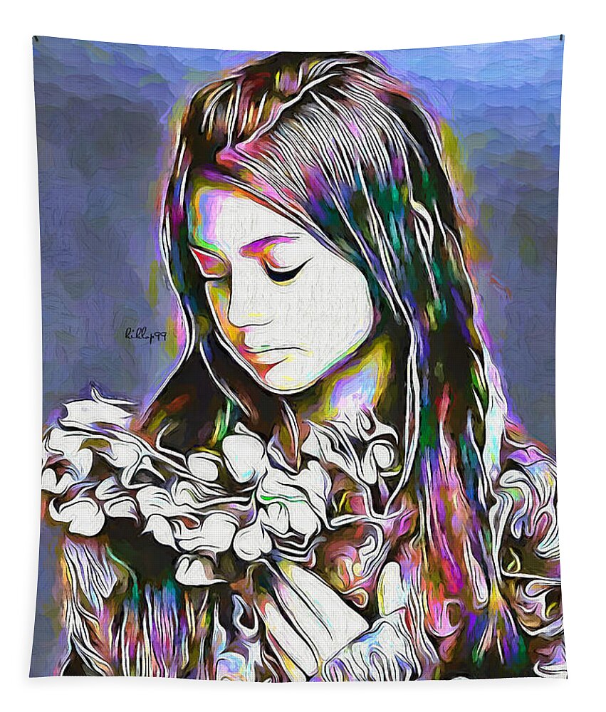 Paint Tapestry featuring the painting Jenis portrait #1 by Nenad Vasic
