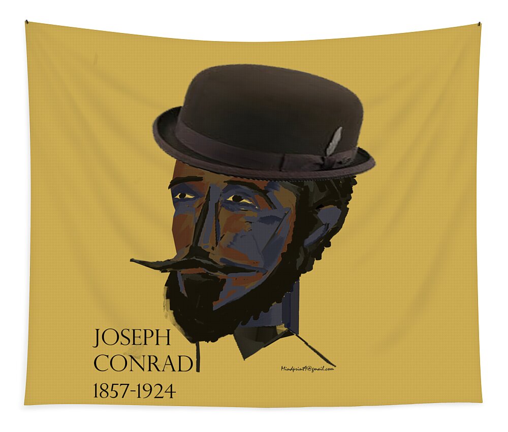 Conrad Tapestry featuring the digital art Joseph Conrad #1 by Asok Mukhopadhyay