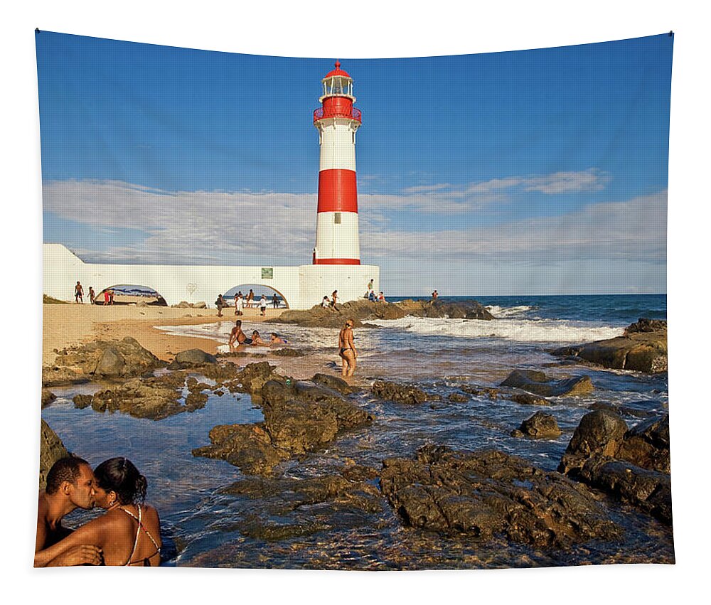 Estock Tapestry featuring the digital art Lighthouse In Bahia, Brazil #1 by Antonino Bartuccio