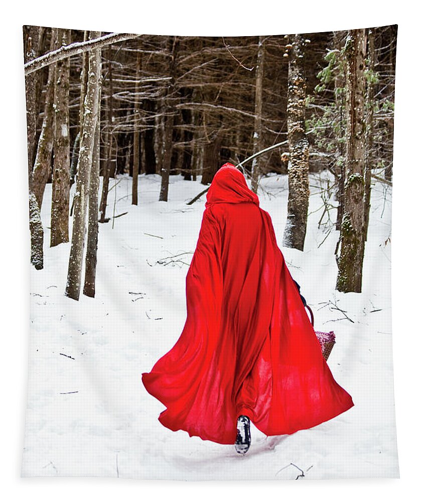 Little Red Riding Hood Tapestry featuring the photograph Little Red Riding Hood by Trevor Slauenwhite