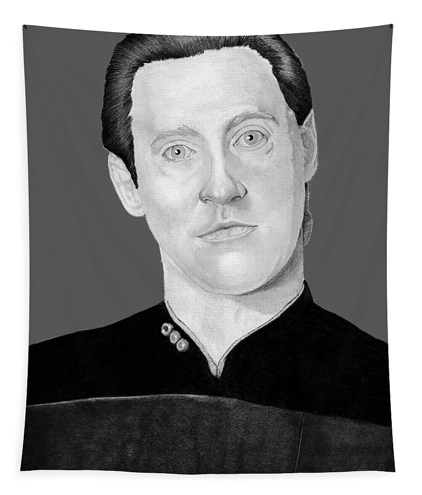 Star Tapestry featuring the drawing Lt. Commander Data #1 by Bill Richards