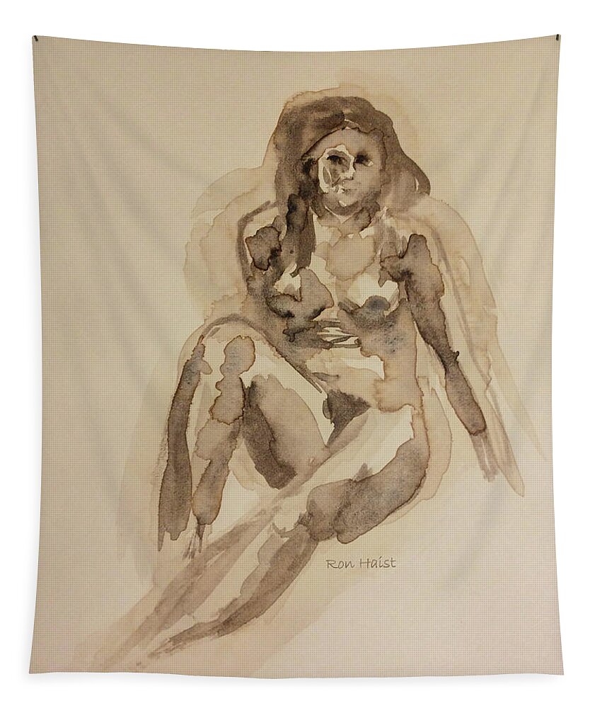 Water Color Tapestry featuring the painting 1 Minute Sketch by Ron Haist