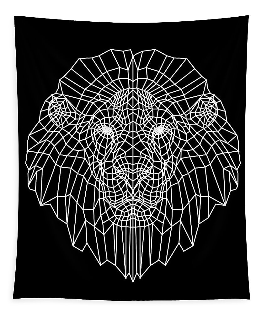 Lion Tapestry featuring the digital art Night Lion by Naxart Studio