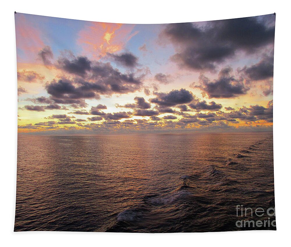 Sunset Tapestry featuring the photograph Ocean Sunset 2 #1 by Randall Weidner