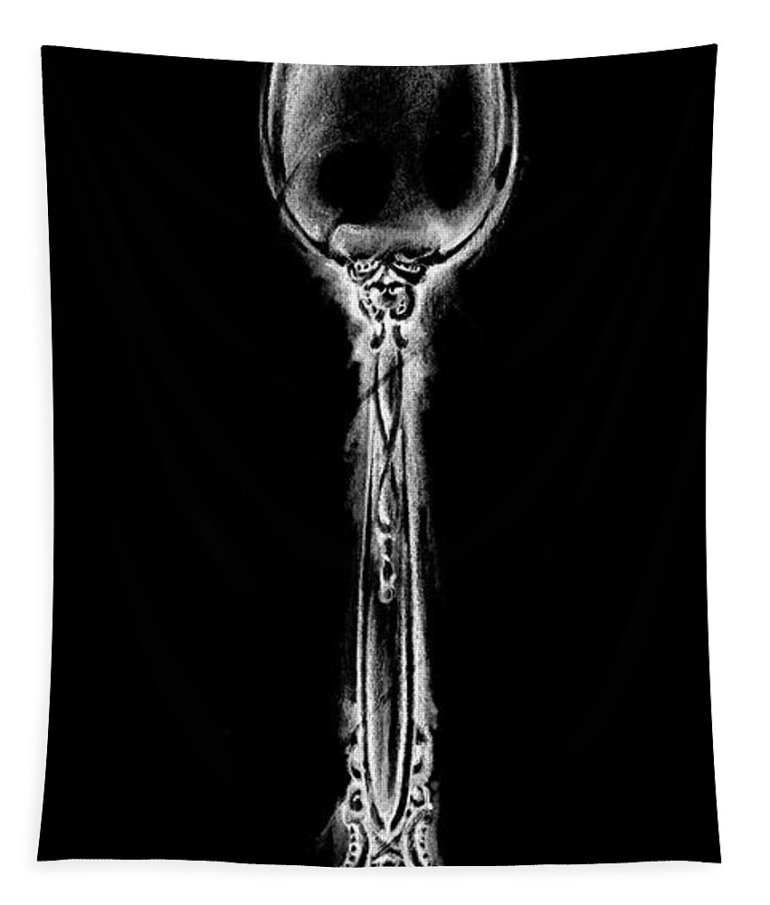 Kitchen Tapestry featuring the painting Ornate Cutlery On Black II #1 by Ethan Harper