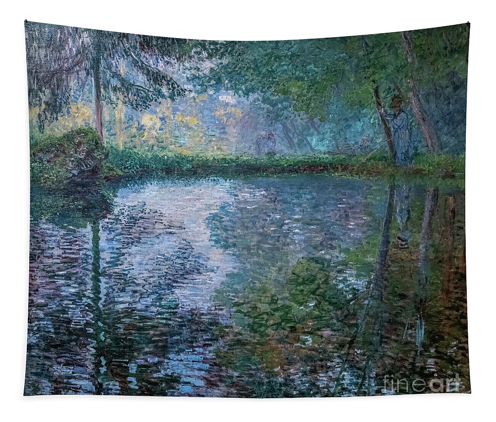 19th Century Tapestry featuring the painting Pond At Montgeron, 1876 by Claude Monet