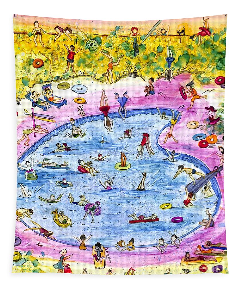 Swimming Pool Tapestry featuring the painting Pool Party by Patty Donoghue