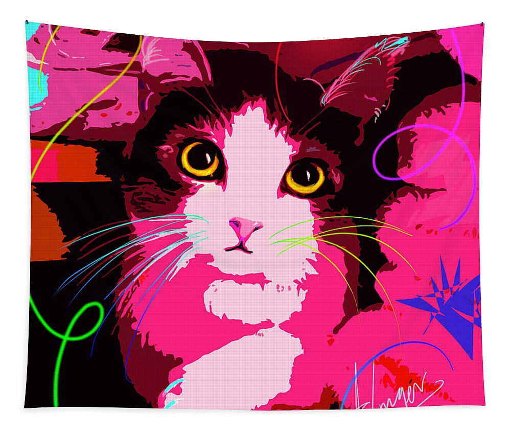Callie Tapestry featuring the painting pOp Cat Callie #1 by DC Langer