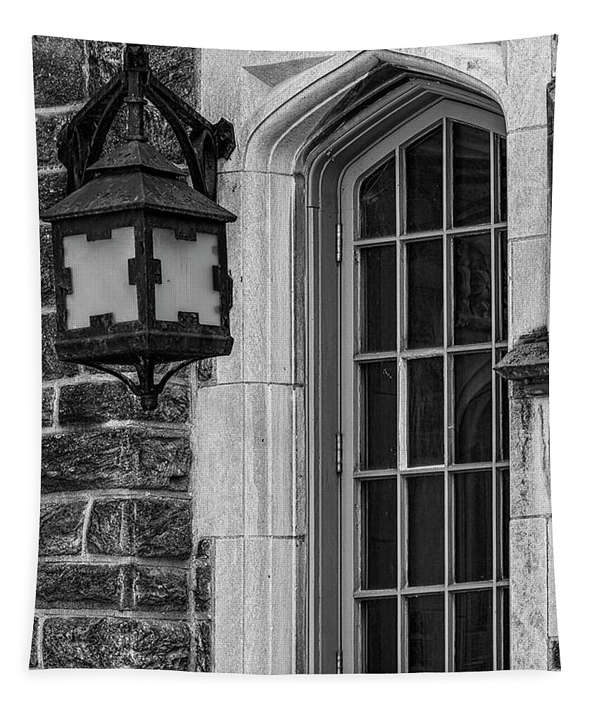 Princeton Tapestry featuring the photograph Princeton University Window and Lamp #1 by Susan Candelario