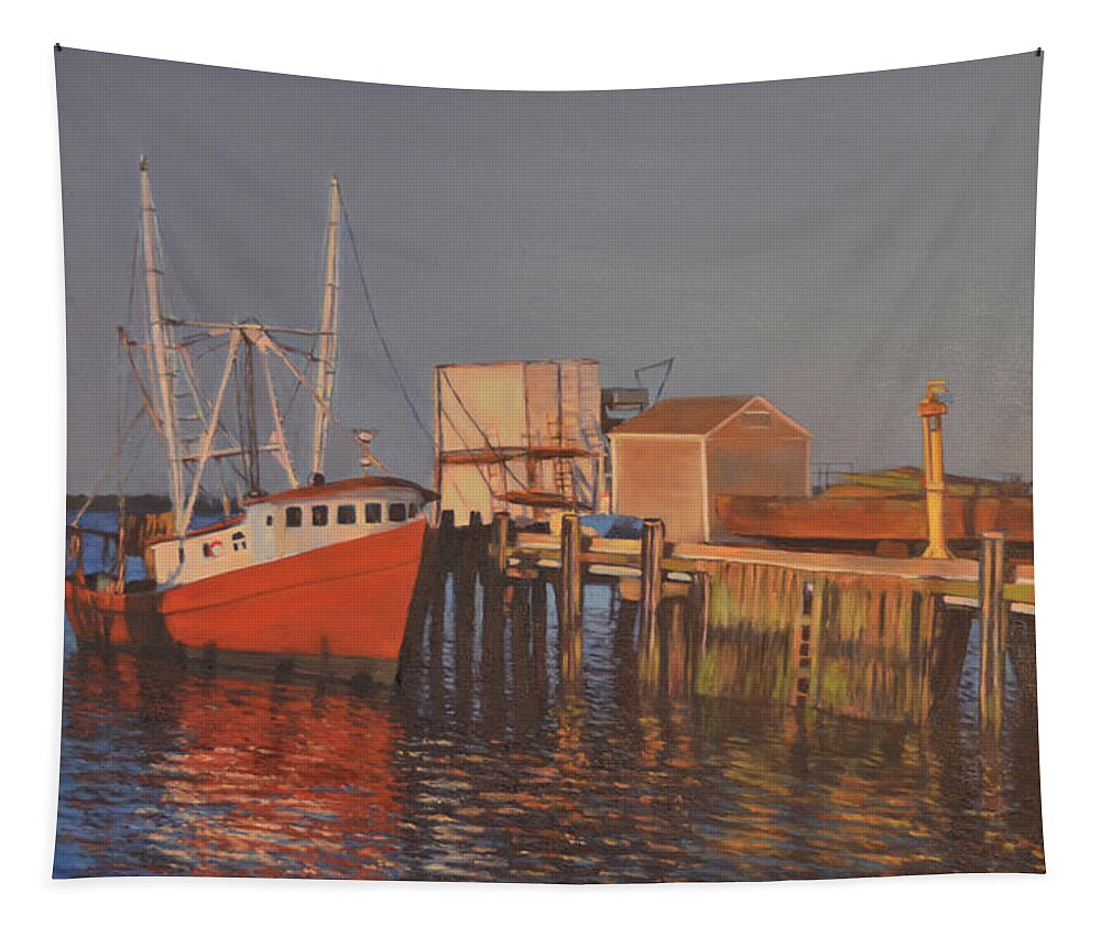 Provincetown Harbor Tapestry featuring the painting Provincetown Harbor by Beth Riso