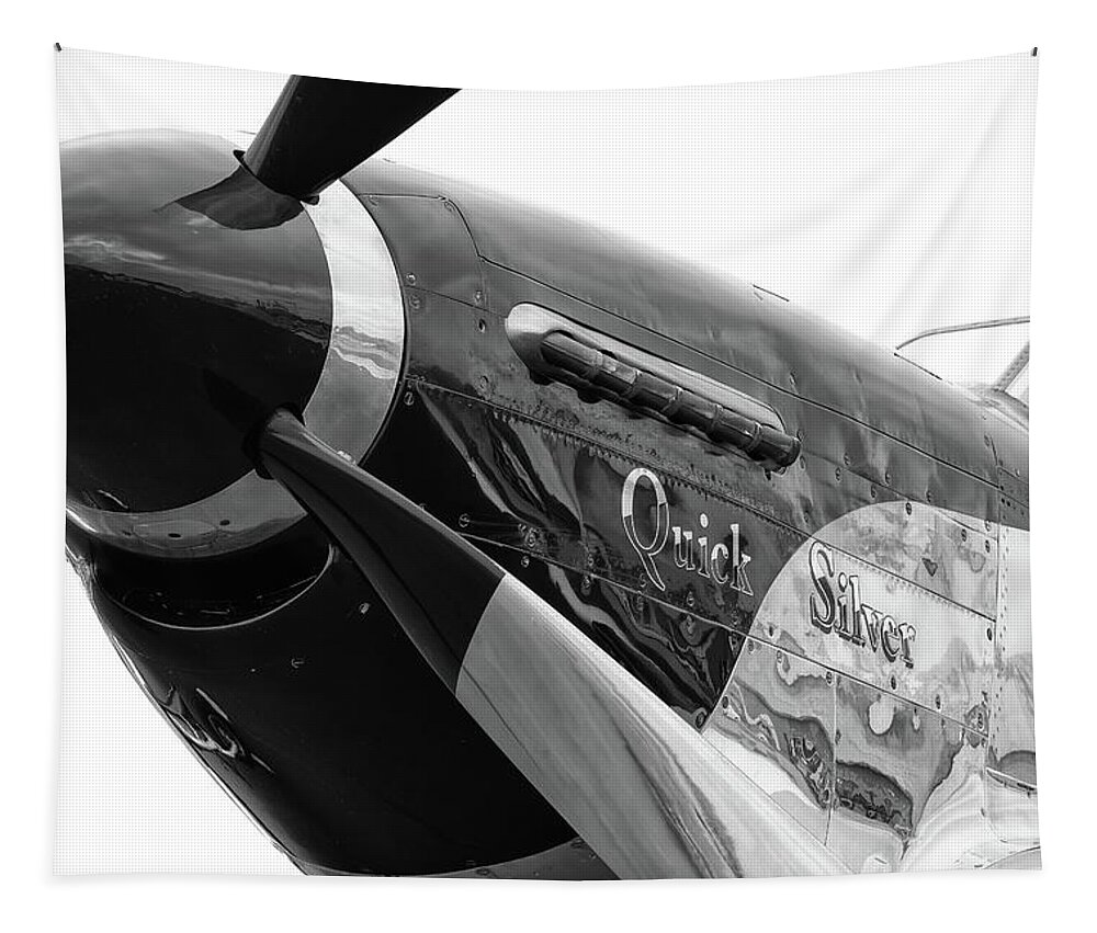 P51 Tapestry featuring the photograph Quick Silver in Black and White #2 by Chris Buff