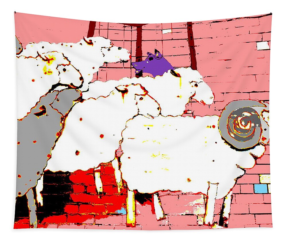 Pop Art Tapestry featuring the photograph Rounding up the Sheep 2 - Pink by Lexa Harpell