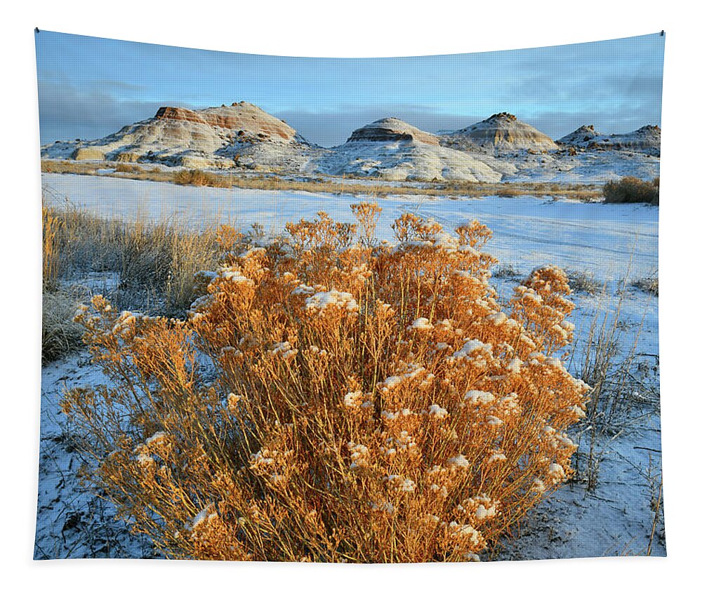 Ruby Mountain Tapestry featuring the photograph Ruby Mountain Rabbit Brush #1 by Ray Mathis