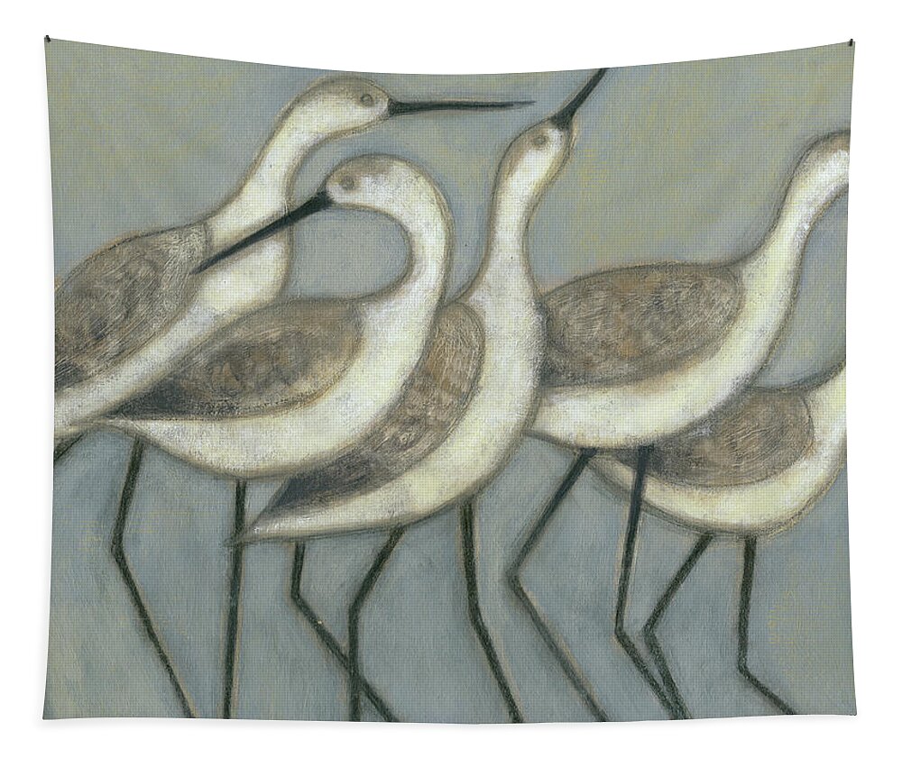 Transitional Tapestry featuring the painting Shore Birds II #1 by Norman Wyatt