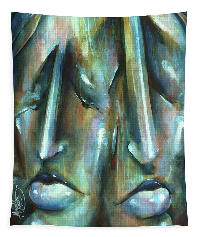 Portrait Tapestry featuring the painting Silence #1 by Michael Lang