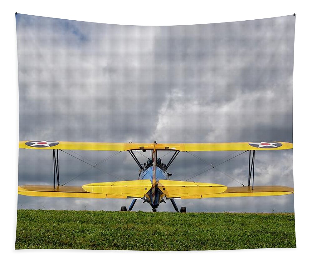 2019 Tapestry featuring the photograph Stearman on Grass II #1 by Chris Buff