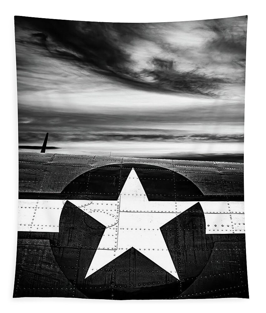 B-24 Tapestry featuring the photograph Sunset North American B-25 Mitchell #1 by Bob Orsillo