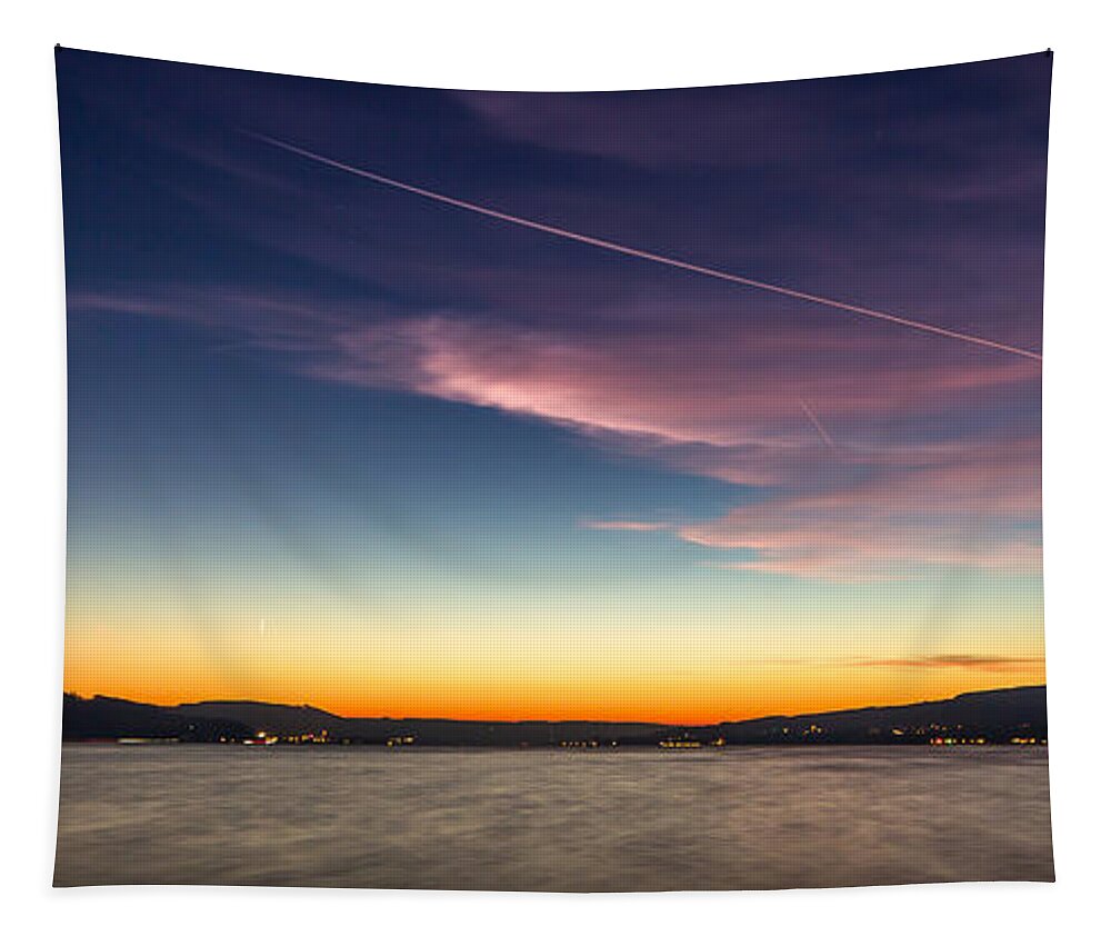 Lake-constance Tapestry featuring the photograph Sunset over Lake Constance #1 by Bernd Laeschke