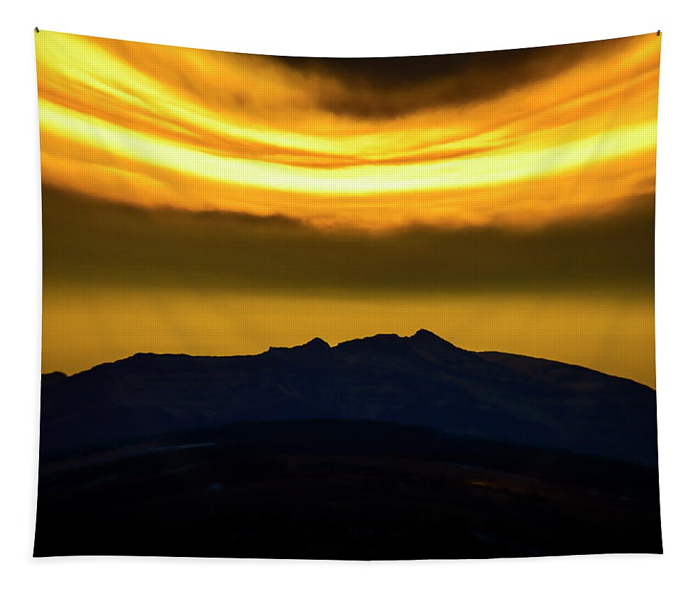 Sunset Tapestry featuring the photograph Sunset Over the Rockies #1 by Phil And Karen Rispin