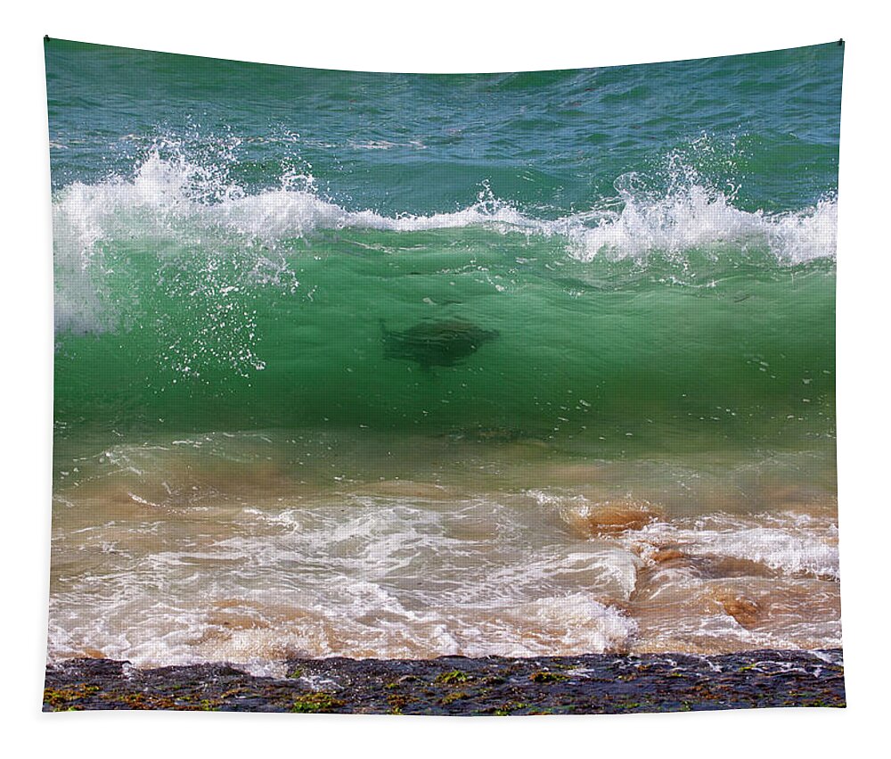 Surf Tapestry featuring the photograph Surfing Turtle #1 by Anthony Jones