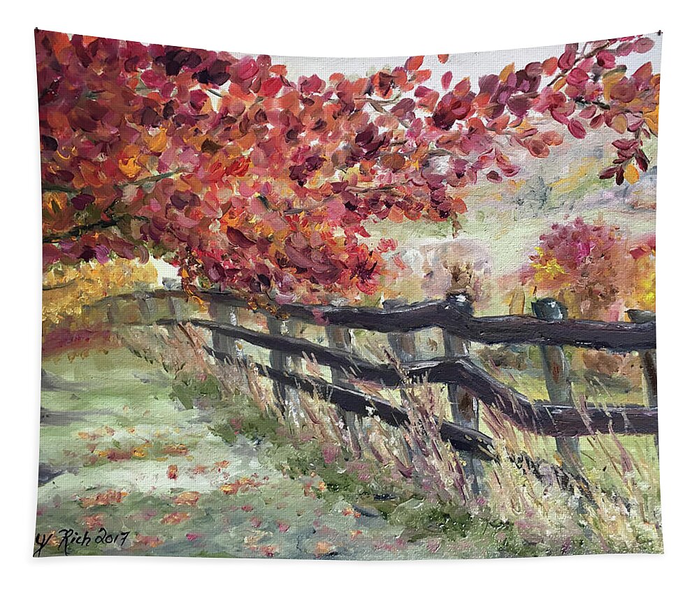 Fence Tapestry featuring the painting The Rickety Fence by Roxy Rich