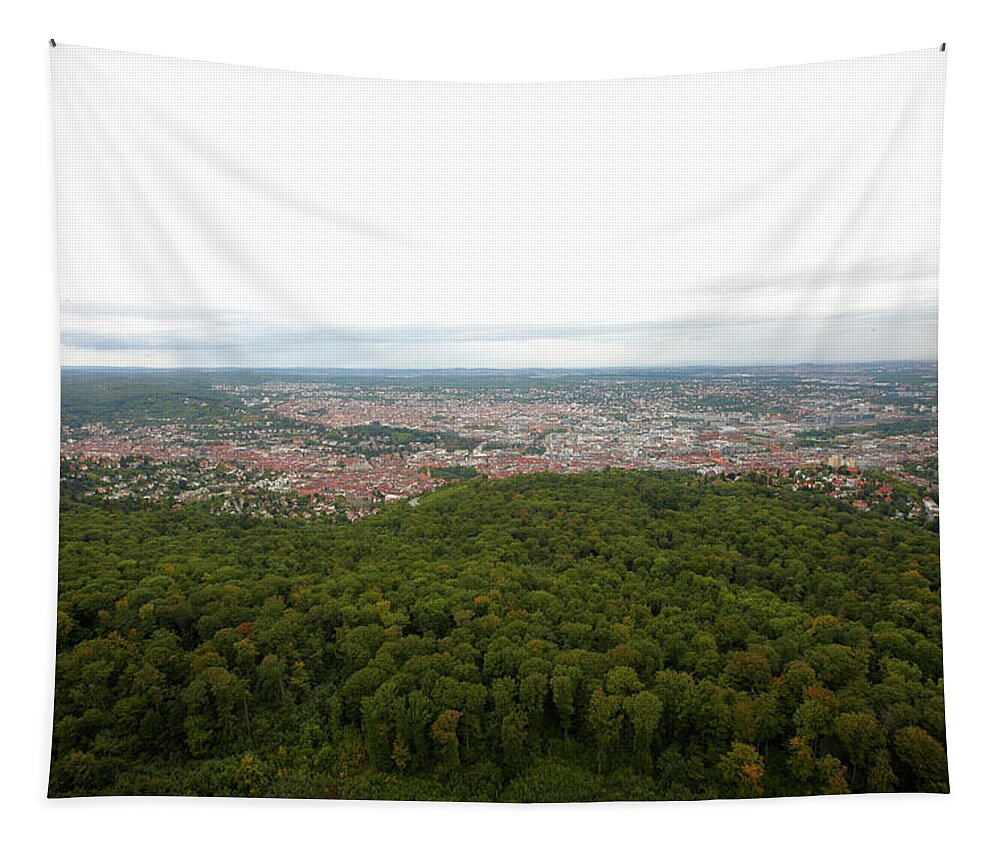 Ip_10249078 Tapestry featuring the photograph View From Tv Tower In Stuttgart, Germany #1 by Moritz Hoffmann Photography Fr Thm