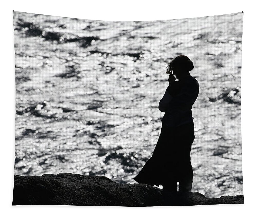 Silhouette Tapestry featuring the photograph Waiting #1 by John Meader