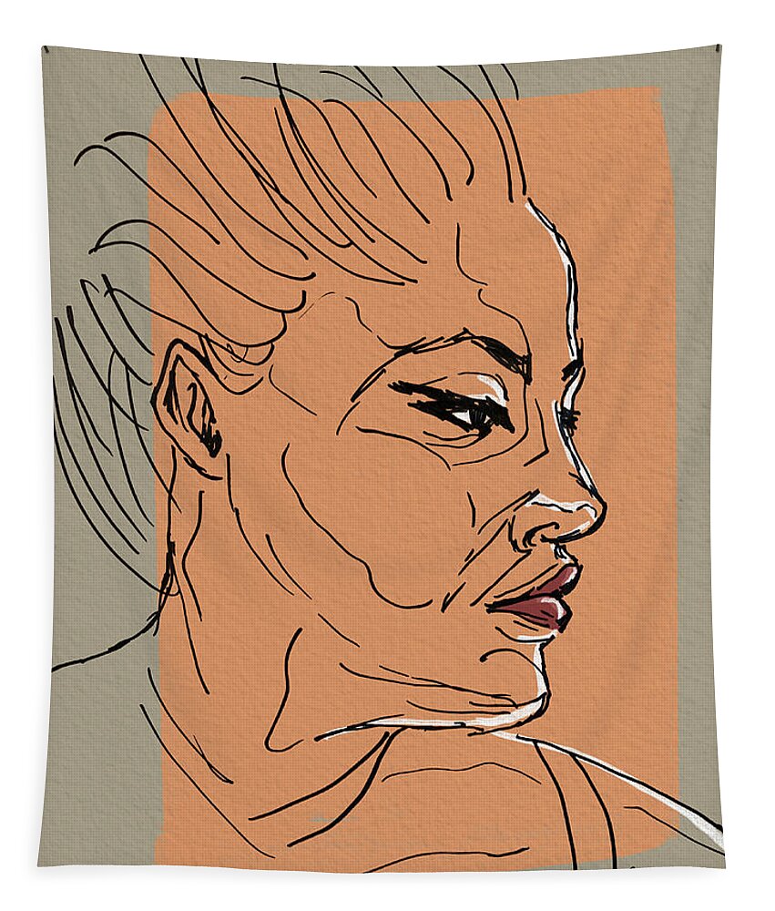 Portrait Tapestry featuring the digital art Wind Blown #1 by Michael Kallstrom