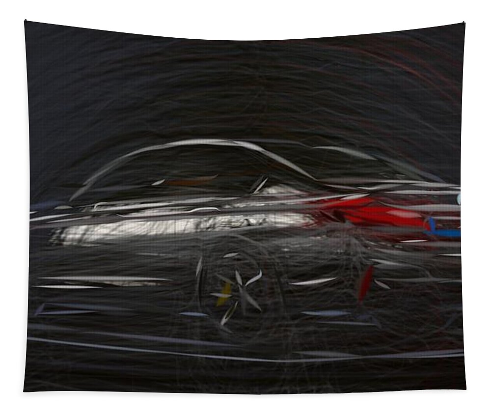 Bmw Tapestry featuring the digital art BMW M5 Drawing #11 by CarsToon Concept