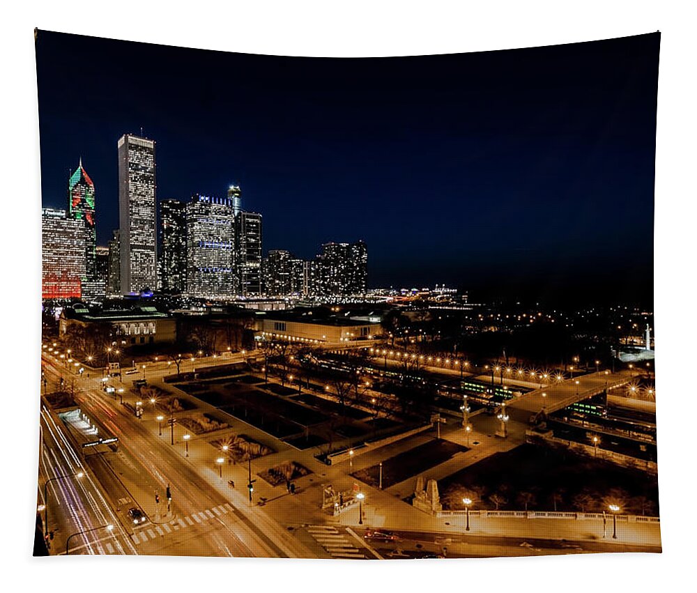 Chicago Tapestry featuring the photograph 10th floor view of Chicago skyline by Sven Brogren