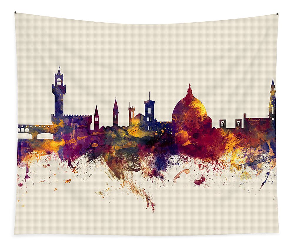 Italy Tapestry featuring the digital art Florence Italy Skyline #11 by Michael Tompsett