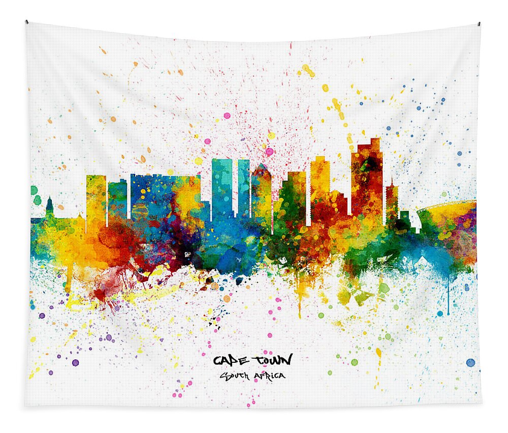 Cape Town Tapestry featuring the digital art Cape Town South Africa Skyline by Michael Tompsett