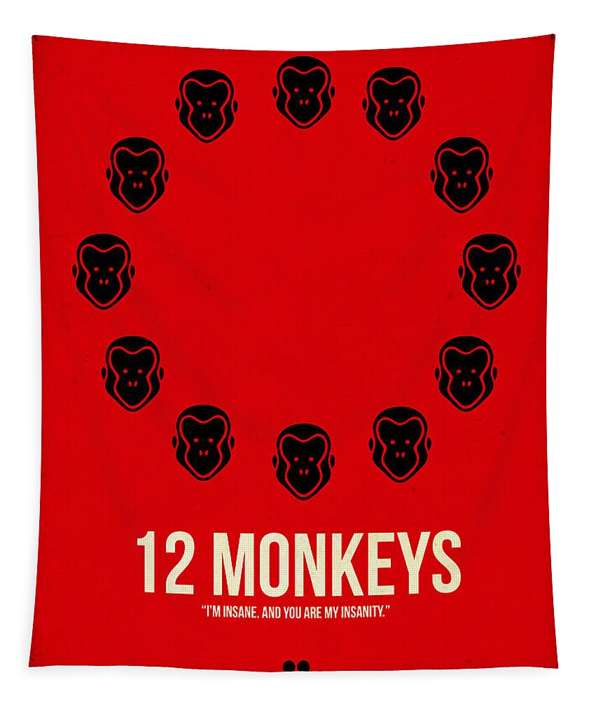 12 Monkeys Tapestry featuring the digital art 12 Monkeys by Naxart Studio