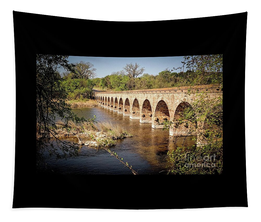 17 Arch Limestone Bridge Tapestry featuring the photograph 17 Arch Limestone Bridge by Imagery by Charly