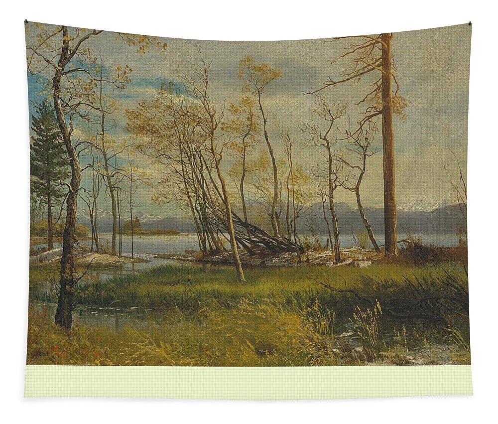 Lake Tapestry featuring the painting Lake Tahoe #21 by Albert Bierstadt