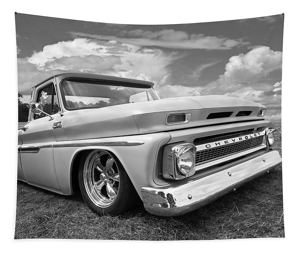 Chevrolet Truck Tapestry featuring the photograph 1965 Chevy C10 Truck in black And White by Gill Billington