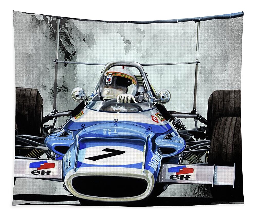 Art Tapestry featuring the painting 1969 Matra MS80 by Simon Read