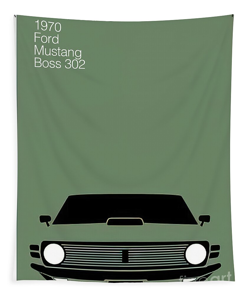 Vintage Tapestry featuring the mixed media 1970 Ford Mustang Boss 302 by Retrographs