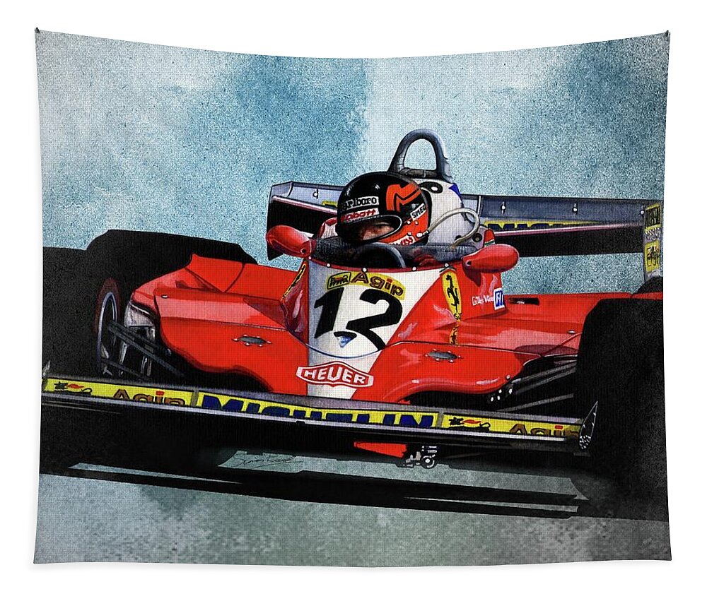 Art Tapestry featuring the painting 1978 Ferrari 312T3 by Simon Read