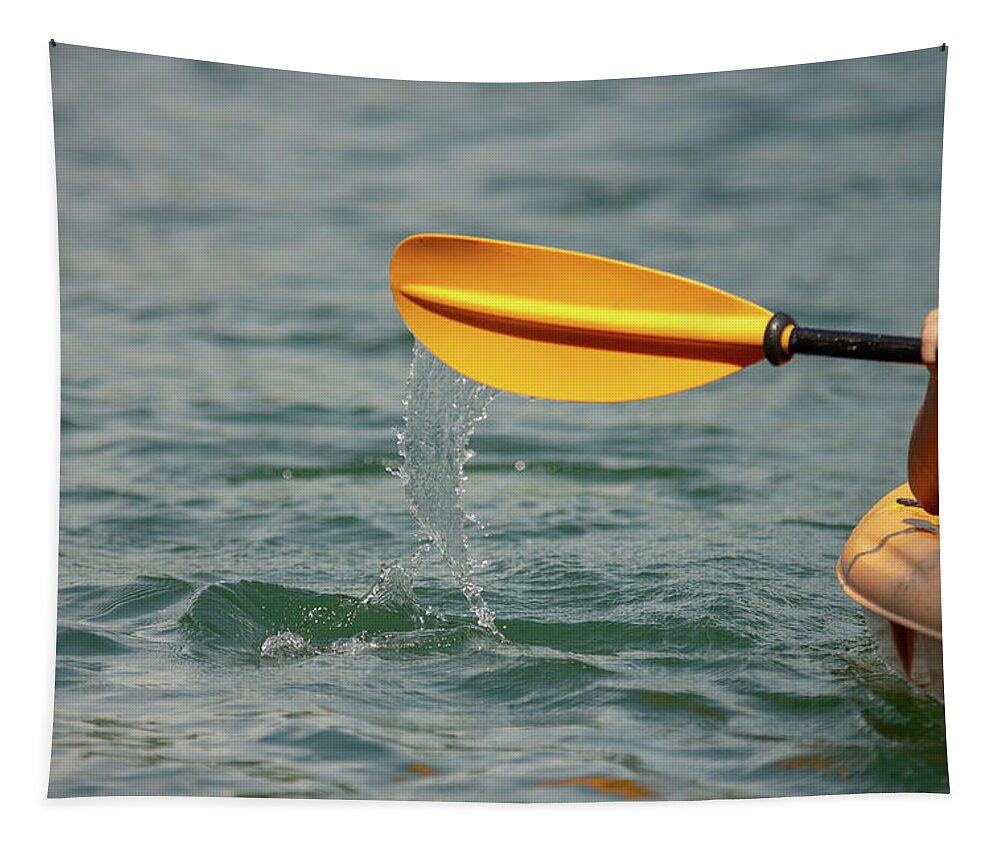 Kids Tapestry featuring the photograph Abstract Kayak Action On A Mountain Lake #2 by Alex Grichenko